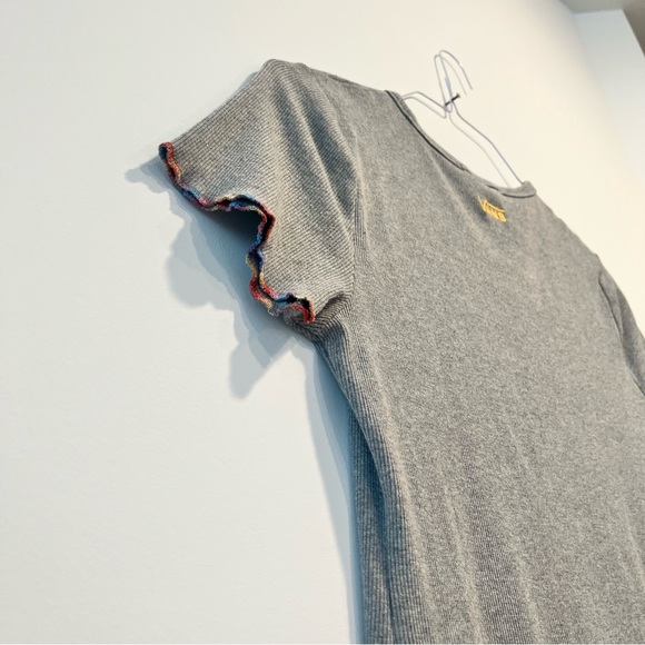 Vans Gray Bodycon Ribbed Dress with Rainbow Trim Sz M - Picture 3 of 6